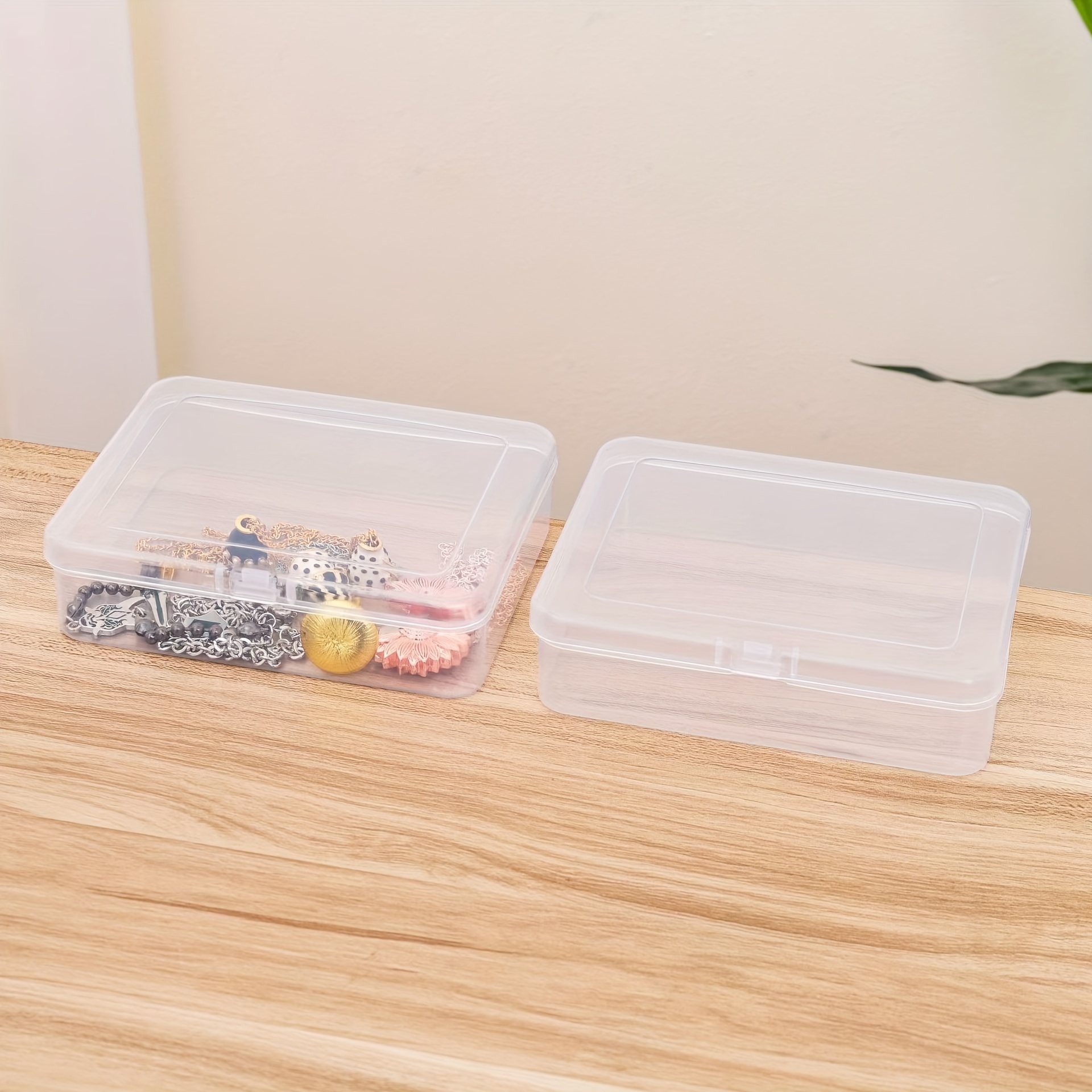 2PCS Small Transparent Plastic Storage Box Clear Square Multipurpose  DisplayC~ 