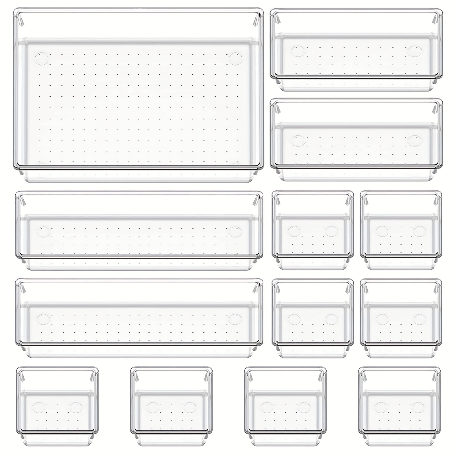 7pcs Clear Plastic Drawer Organizers Set - Versatile Table Drawer
