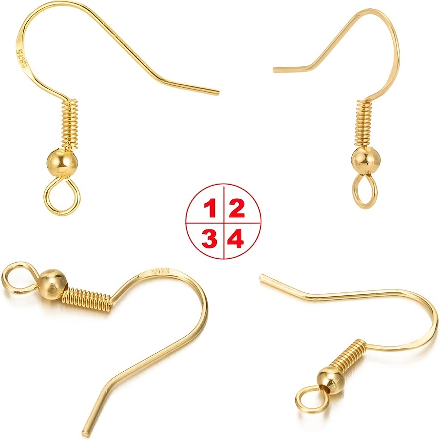 14K Gold Plated Earring Hooks, [200 PCS /100 Pairs] Hypo-allergenic Ear  Wires Fish Hook Earrings Supplies for DIY Earrings