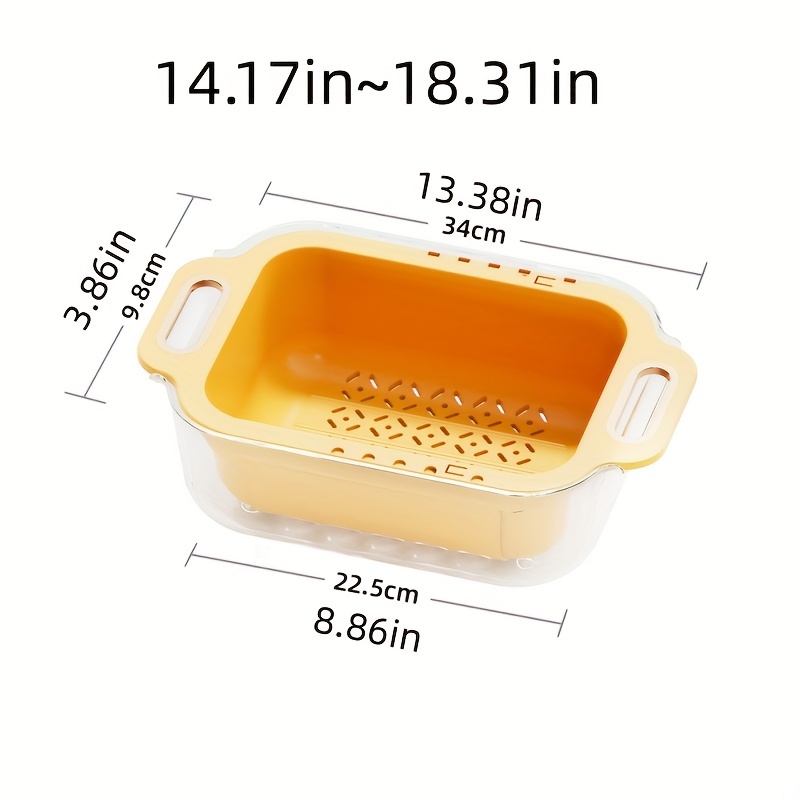 1pc Foldable & Expandable Vegetable Washing Basket, Double Layer