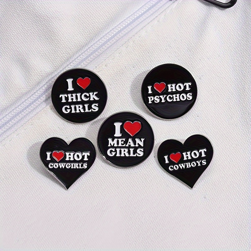 I Heart Series Enamel Pins, i Love Mean Girls Cowboy Cowgirl Psychos  Brooch Lapel Badges, Punk Fun Jewelry Gift For Friend - Temu