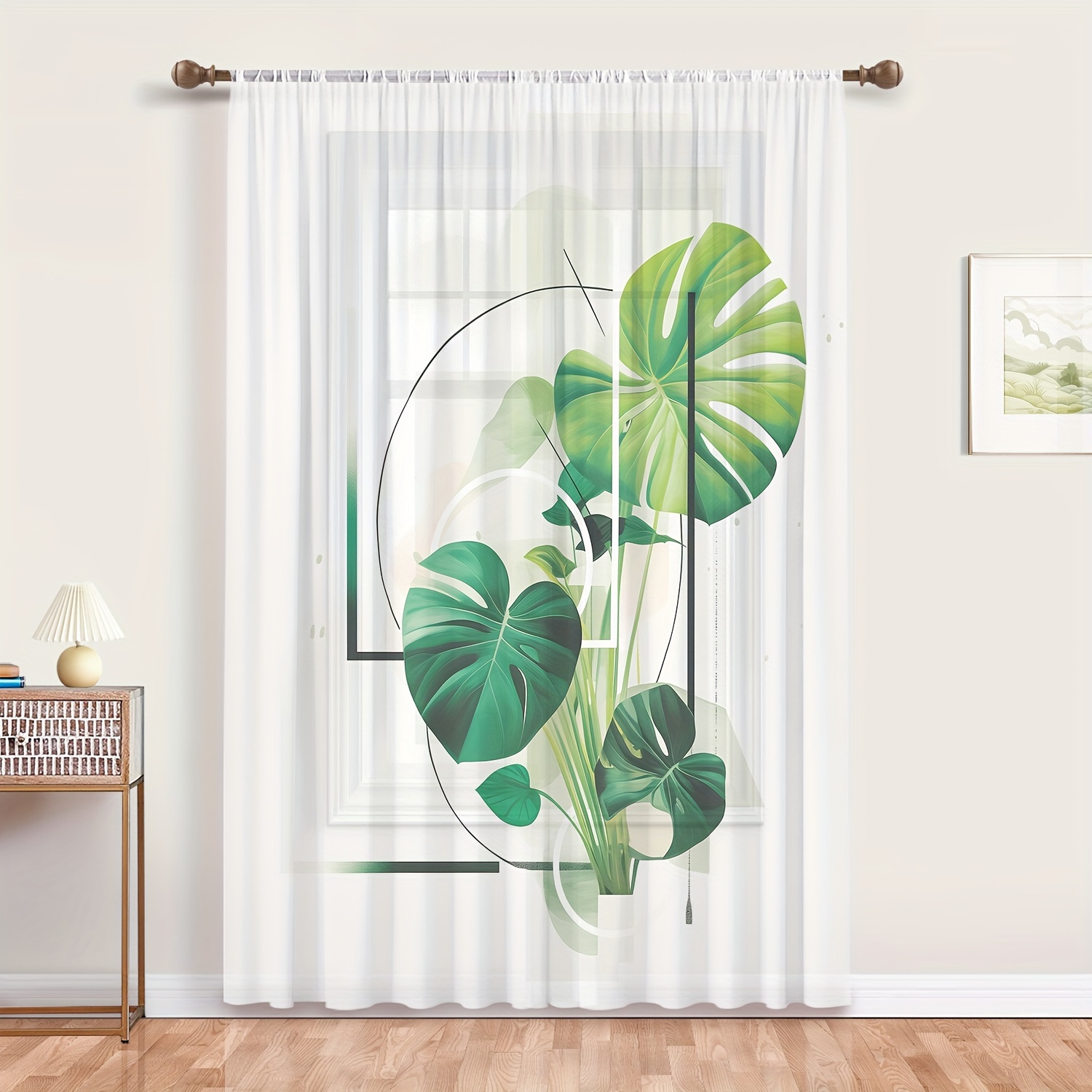 1 Stck, Vorhang Mit Perforiertem Stabtaschenfenster Und  Frhlingsblattmuster * Fr Wohnzimmer, Schlafzimmer, Esszimmer, Flur, Bro,  Fitnessstudio, Vorhang Mit Transluzentem Muster, Heimdekoration