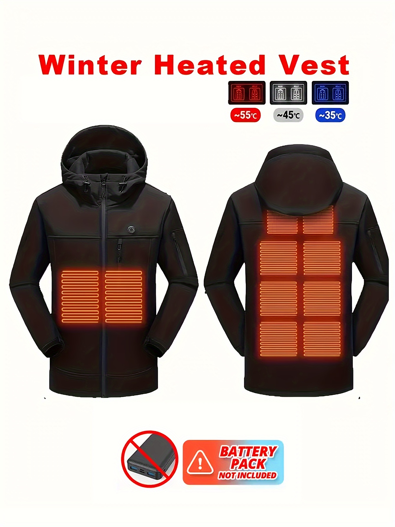 Chaleco calefactado, chaqueta térmica ligera de carga USB con batería  incluida, ropa de calefacción para hombres y mujeres, Negro