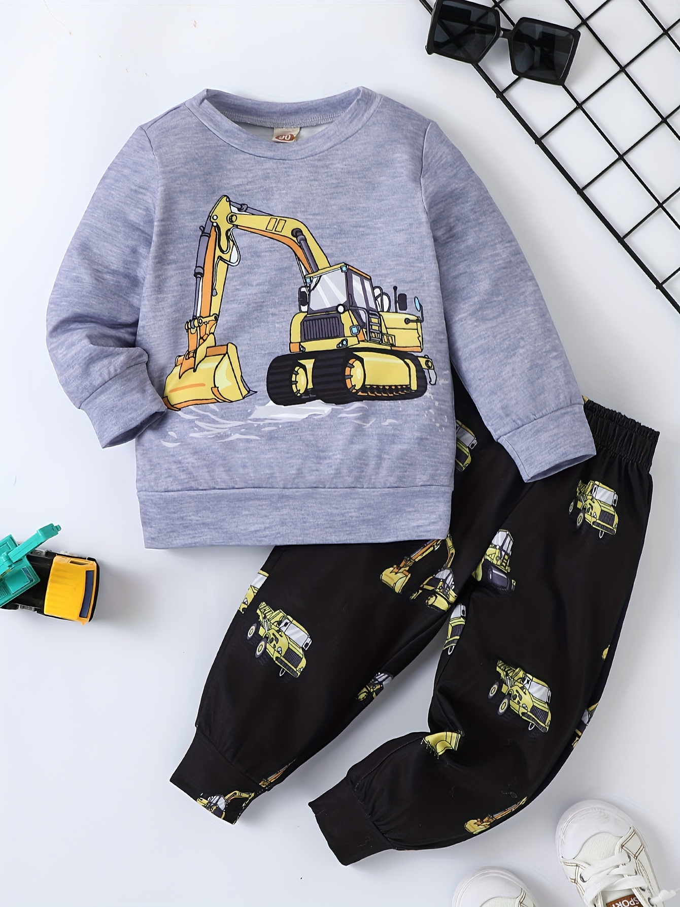 Baby's 2-teiliges Vom Spielzeugbagger Zum Echten Bagger Print Casual  Outfit, Sweatshirt & Hose Set, Baby Boy's Clothing, Als Geschenk - Temu  Germany