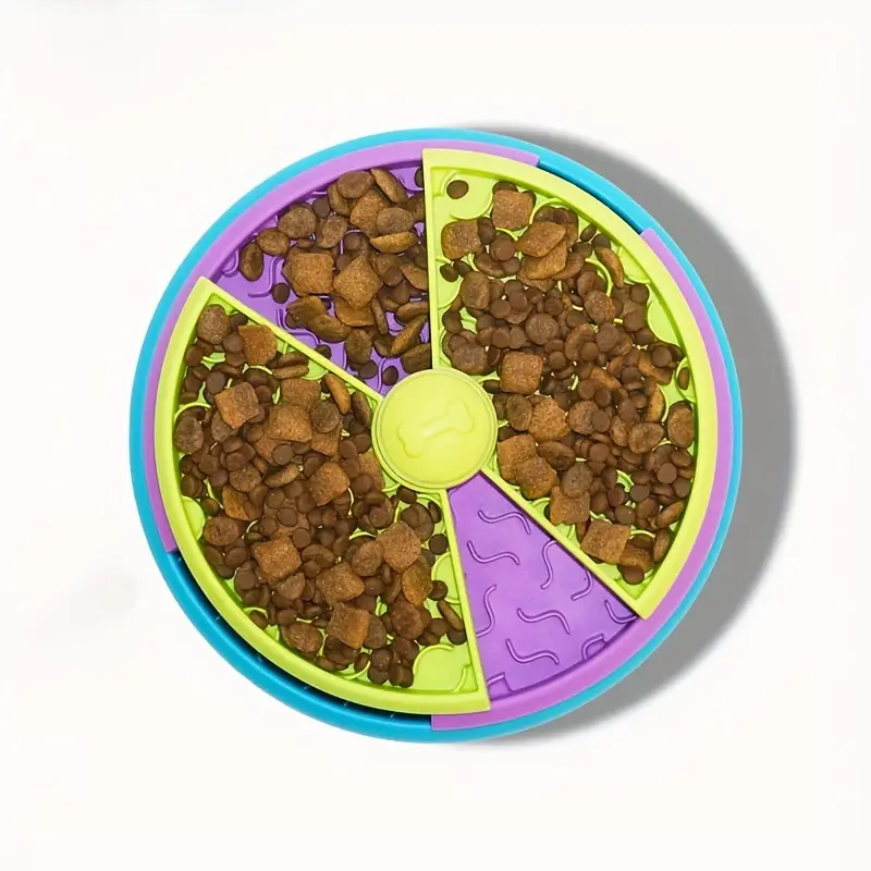 Random Color Three Layer Pet Placemat, Rotating Dog Slow Feeding