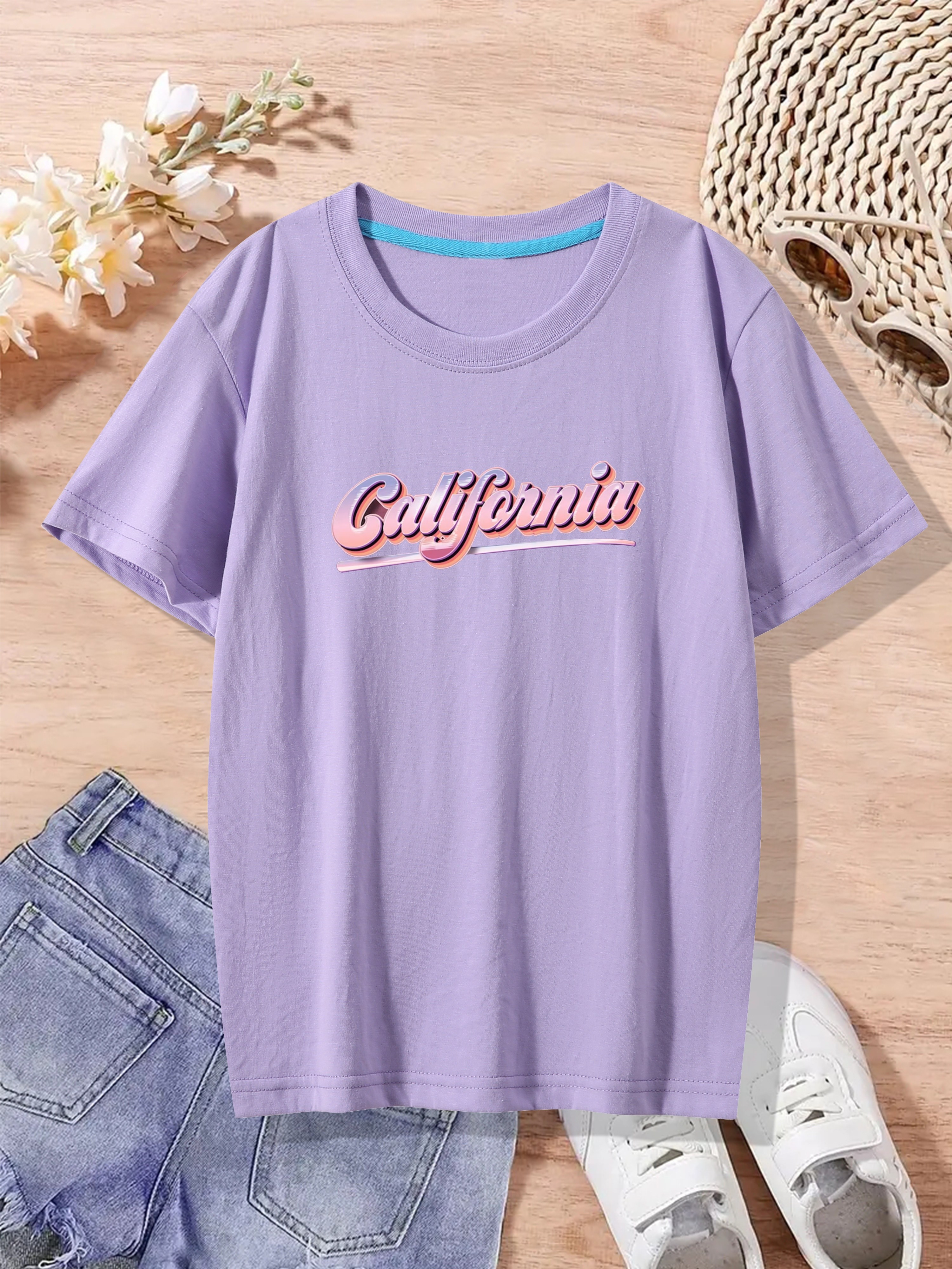 Camiseta Rosa Estampado Coche Niña Estampado california - Temu