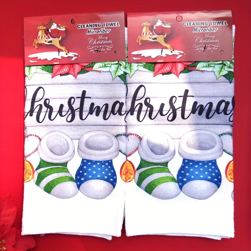 Christmas Hand Towels, Cute Christmas Socks Pattern Scouring Pad