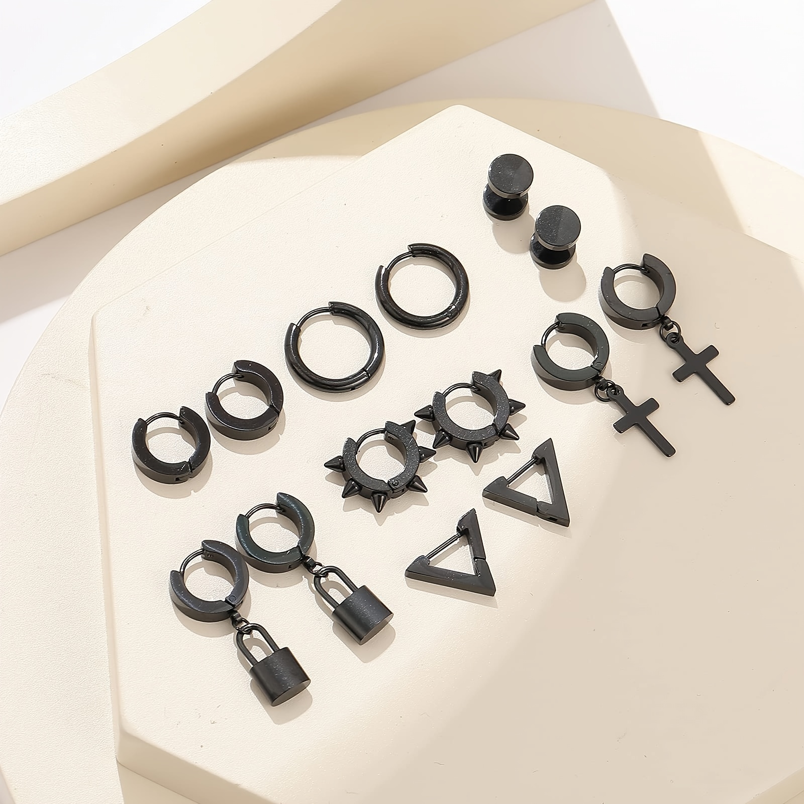 Men's Cross Dangle Earrings Set