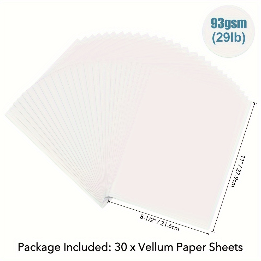 30pcs/set Frosted Smooth Vellum Paper Sheets for DIY Scrapbooking Heat  Resistant Translucent Vallum Stamp Embossing Crafts Paper