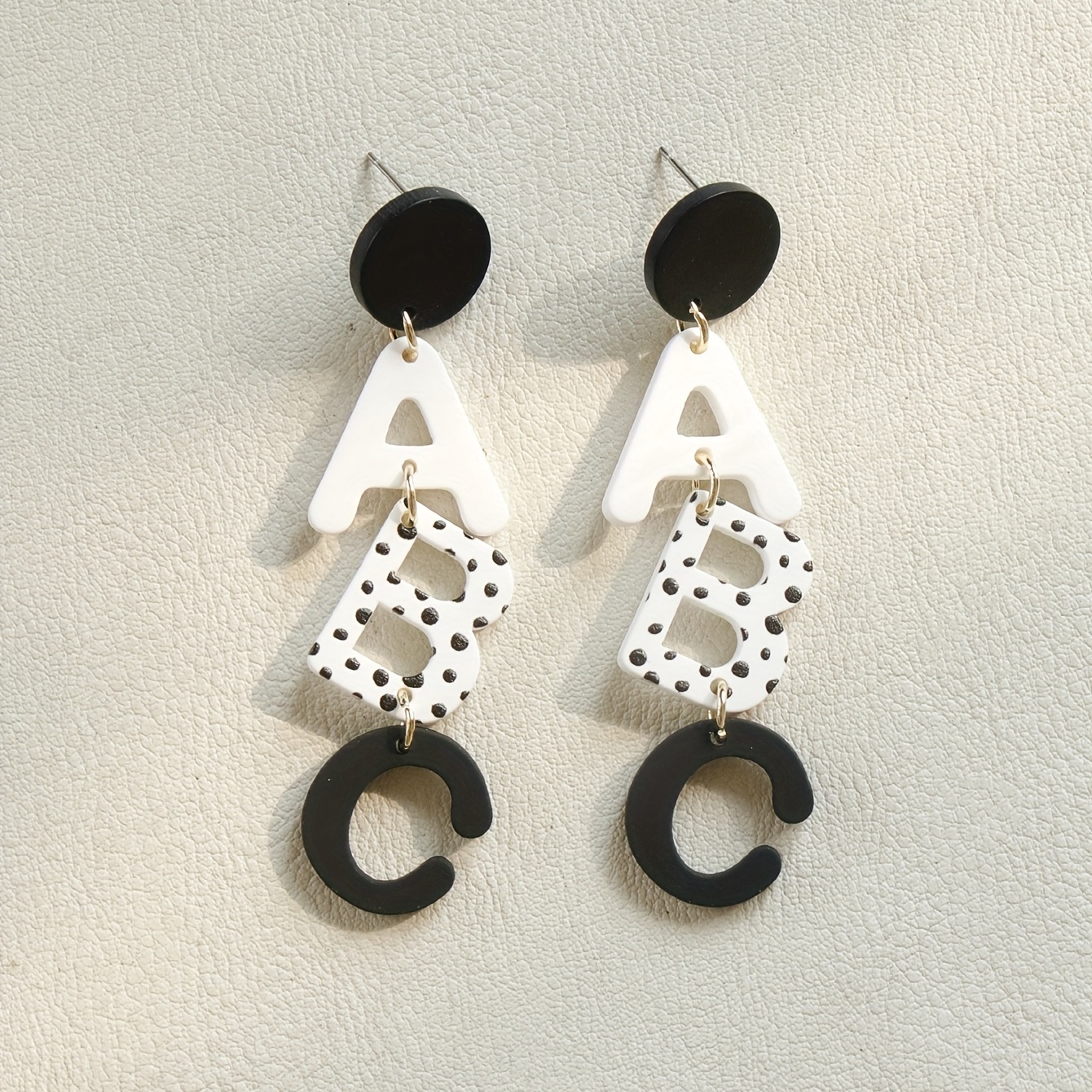 

Letter Abc Dot Pattern Dangle Earrings Simple School Style Acrylic Jewelry Back To School Season Ear Ornaments