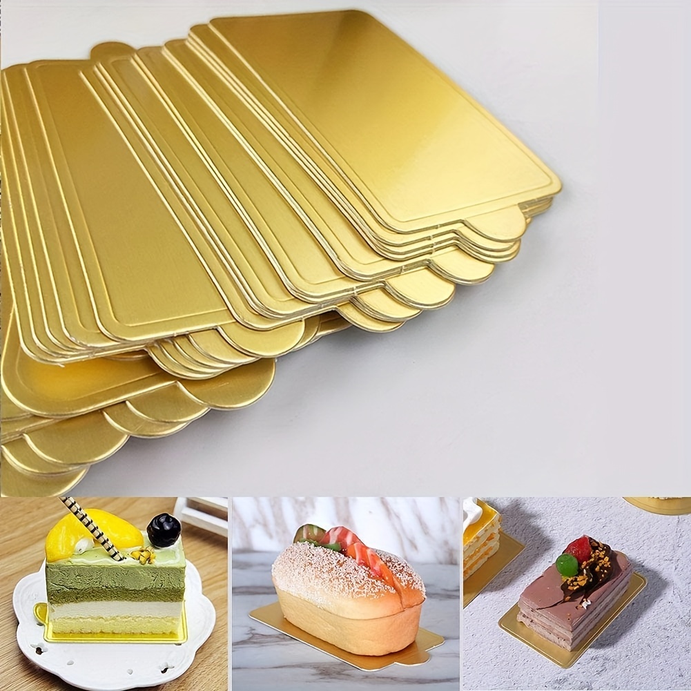 Lot de 100 mini planches à gâteau triangulaires dorées en forme de