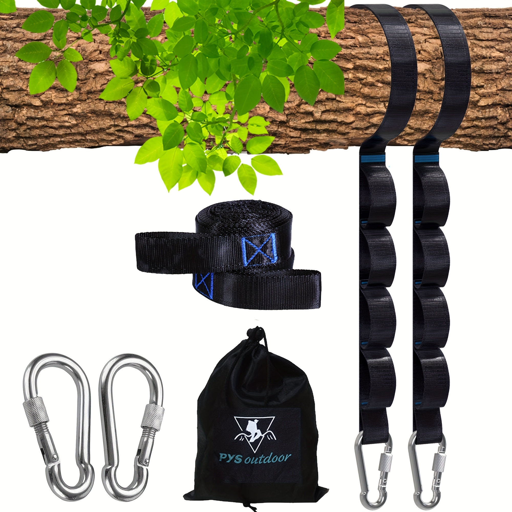 Tree Swing Hanging Straps Kit Holds 2000 lbs,5ft Extra Long Strap with  Safer Lock Snap Carabiner Hooks Perfect for Tree Swing & Hammocks,Carry  Pouch