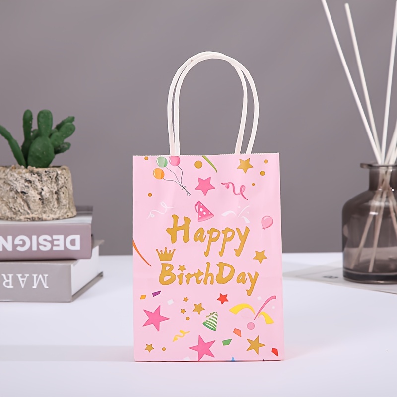 TOMNK 48 bolsas de regalo con asas, 8 colores de papel kraft pequeñas  bolsas de regalo a granel, bolsas de regalo con asas para cumpleaños de  niños
