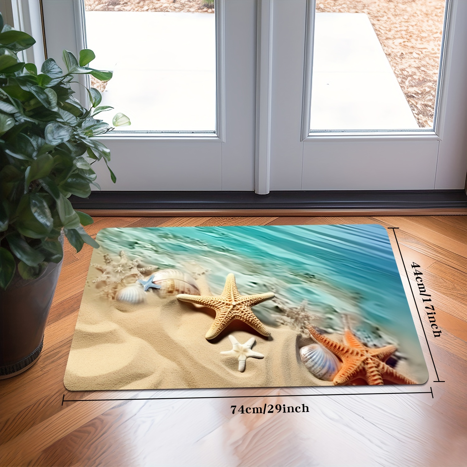 Beach Starfish Scallop Print Sponge Foam Bath Rugs and doormats Non Slip  Absorbent Super Cozy Flannel Bathroom …