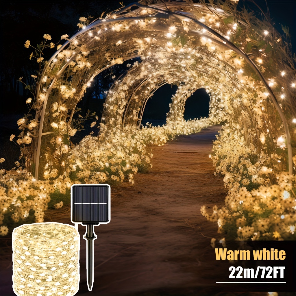 8 Bright Modes Solar Led String Lights Suitable For Holiday - Temu