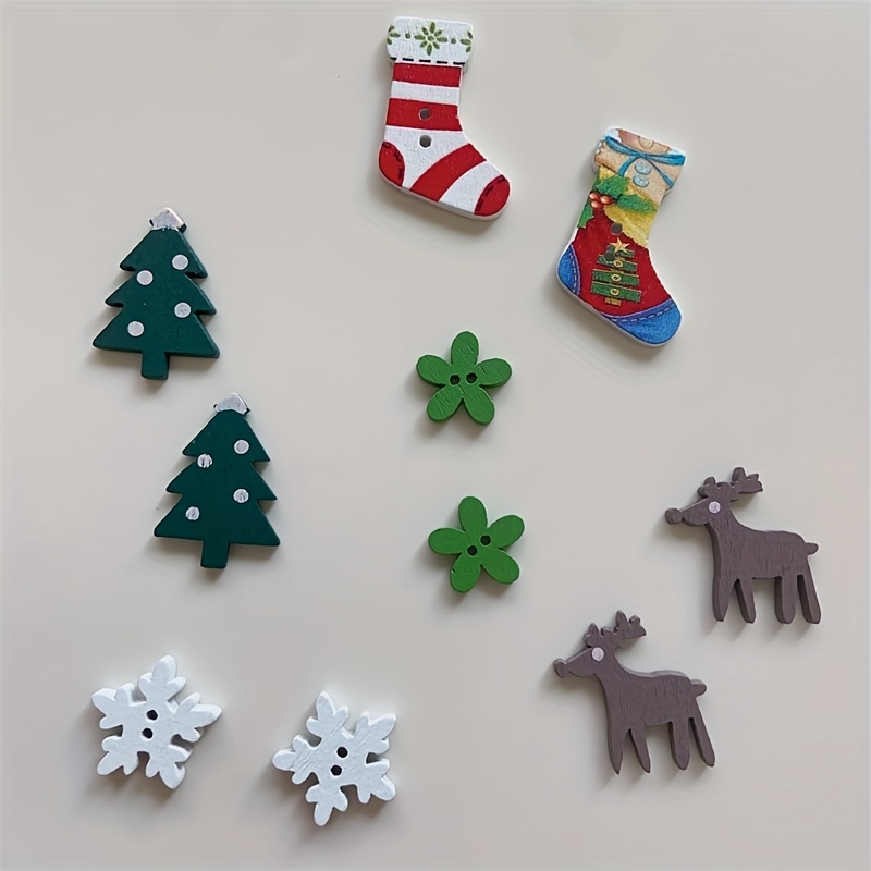 Christmas Mixed Wooden Crafts Buttons Christmas Socks - Temu