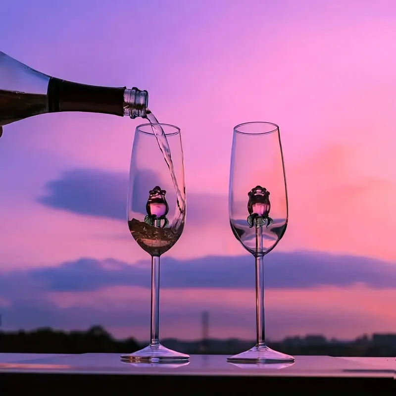 1pc, Flauta De Champagne 3D, Rosa Dentro De La Copa De Vino, Copas De  Champagne Elegantes