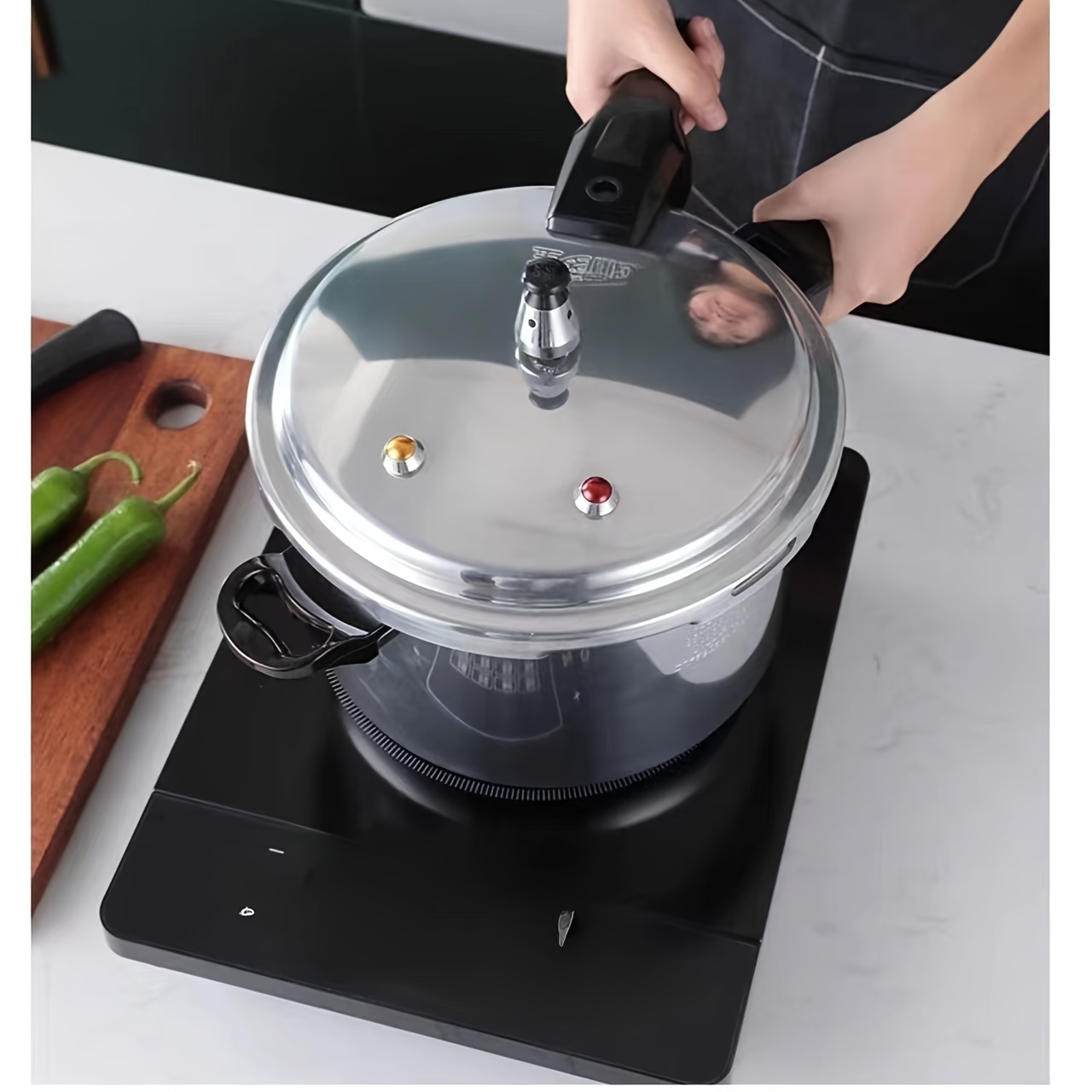 Thickened Stainless Steel Pressure Canner with Release Valve Canning Cooker Pot Stove Top Instant Fast Cooking Compatible with GAS & Induction