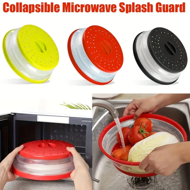 Collapsible Microwave Splatter Cover Vented Silicone Folding - Temu