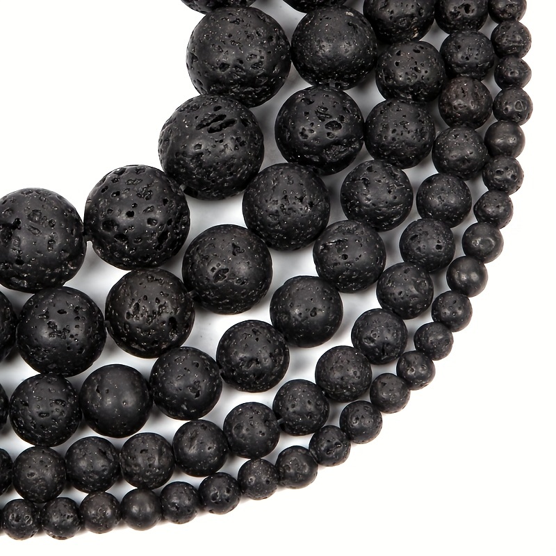 4-10mm Natural Black Volcanic Lava Stone Round Beads 15 Pick Size For  Jewelry Making Diy Bracelet Accessories