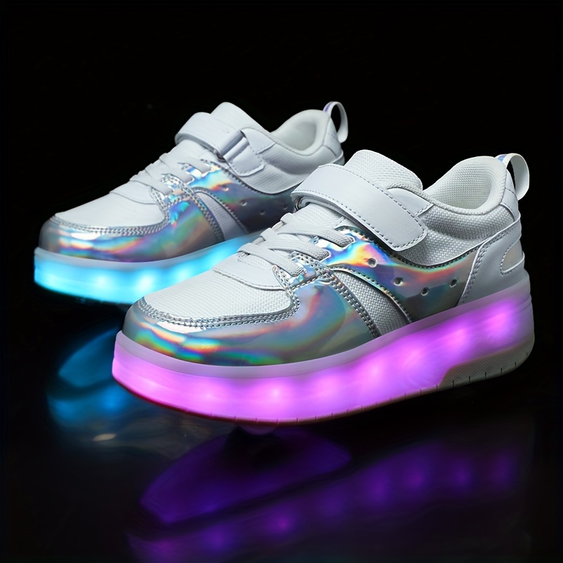Kids Cool LED Shoes Roller Skate Shoes Fashion Light Wheels Sneakers Girls  Boy