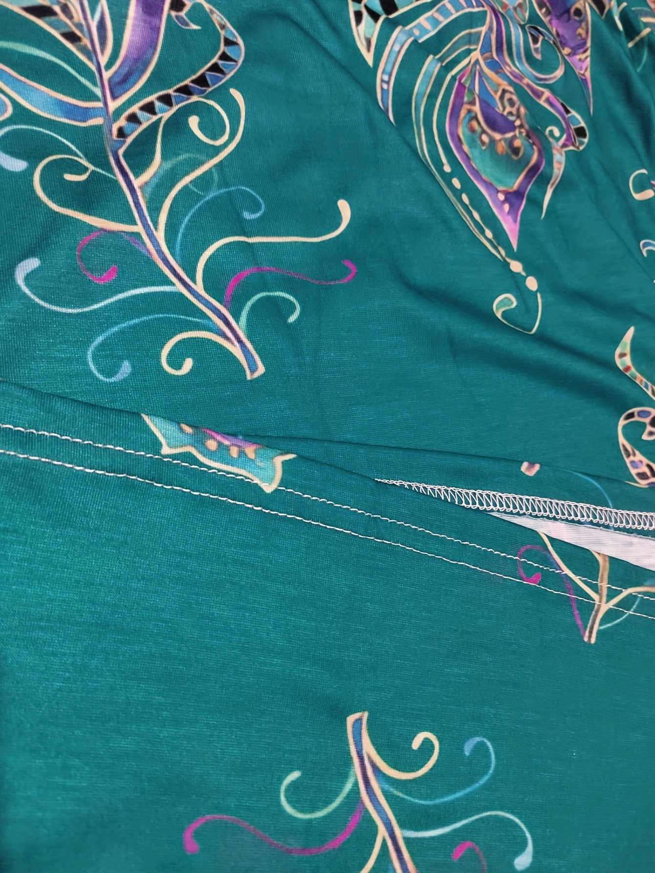 Turquoise Fancy Feather Embroidery Design