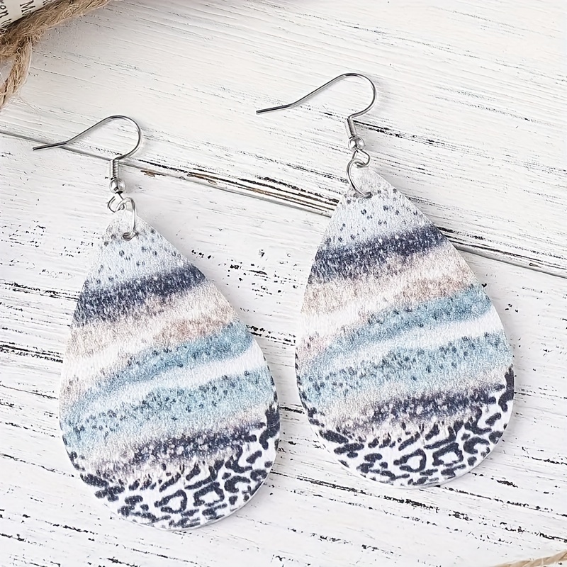 Water Drop Pattern Beach Wave Dangle Earrings For Men