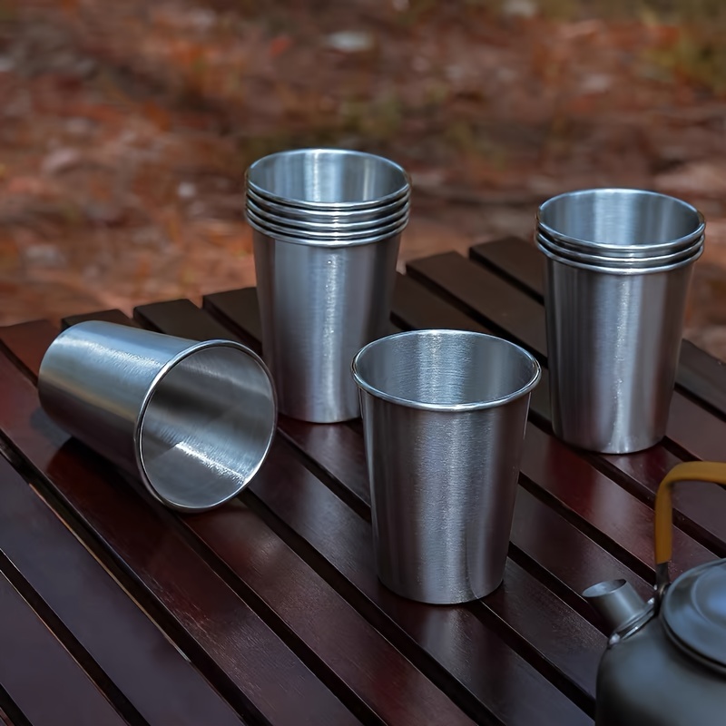 Stainless Steel Cups Pint Tumbler Stackable Metal Drinking Glasses for  Travel, Camping, Outdoors