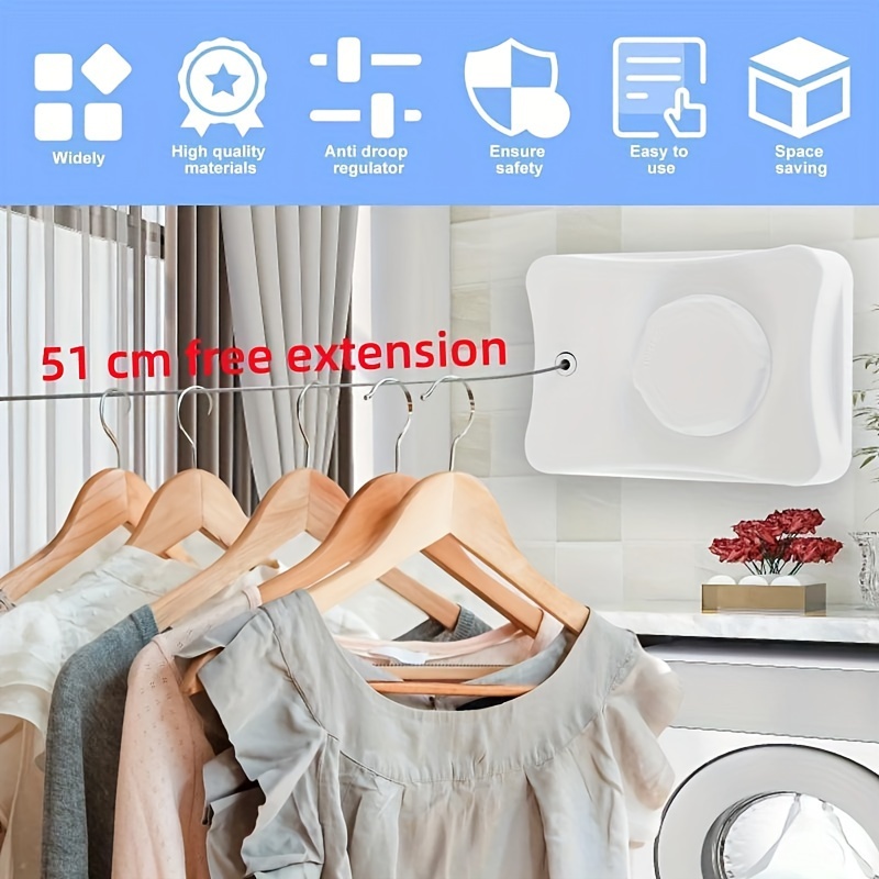 Tendedero retráctil – Línea de lavado portátil resistente para interiores y  exteriores – Línea de ropa retráctil de PVC de 40 pies con montaje en