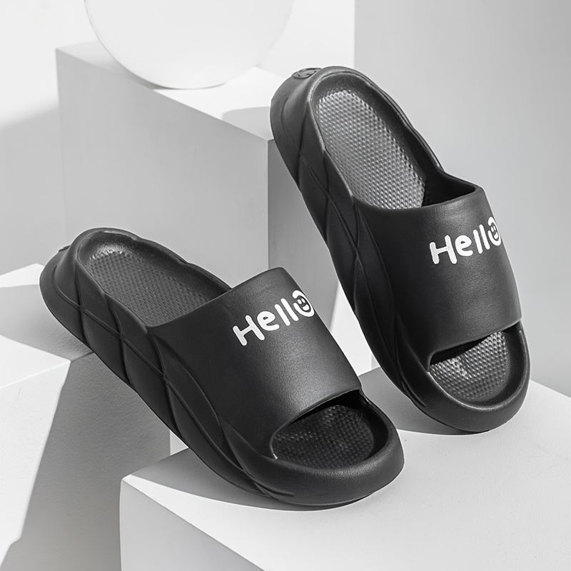 Letter Print Quick Dry Slides Couple Comfort Slippers