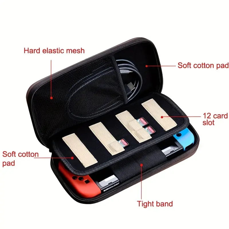 for nintendo switch switch oled console carrying case accessories storage bag pouch portable waterproof hard travel case details 2