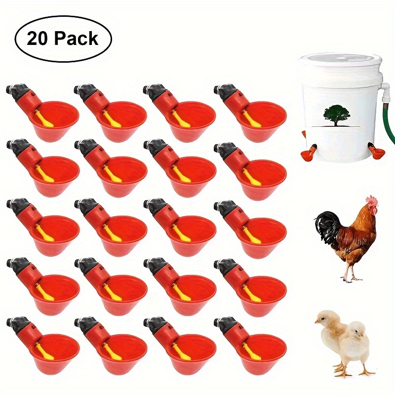 

20 Packs, Automatic Poultry Water Cups Perfect For Quail, Ducks And Hens Drinking And Feeding, Poultry Fountains Supplies