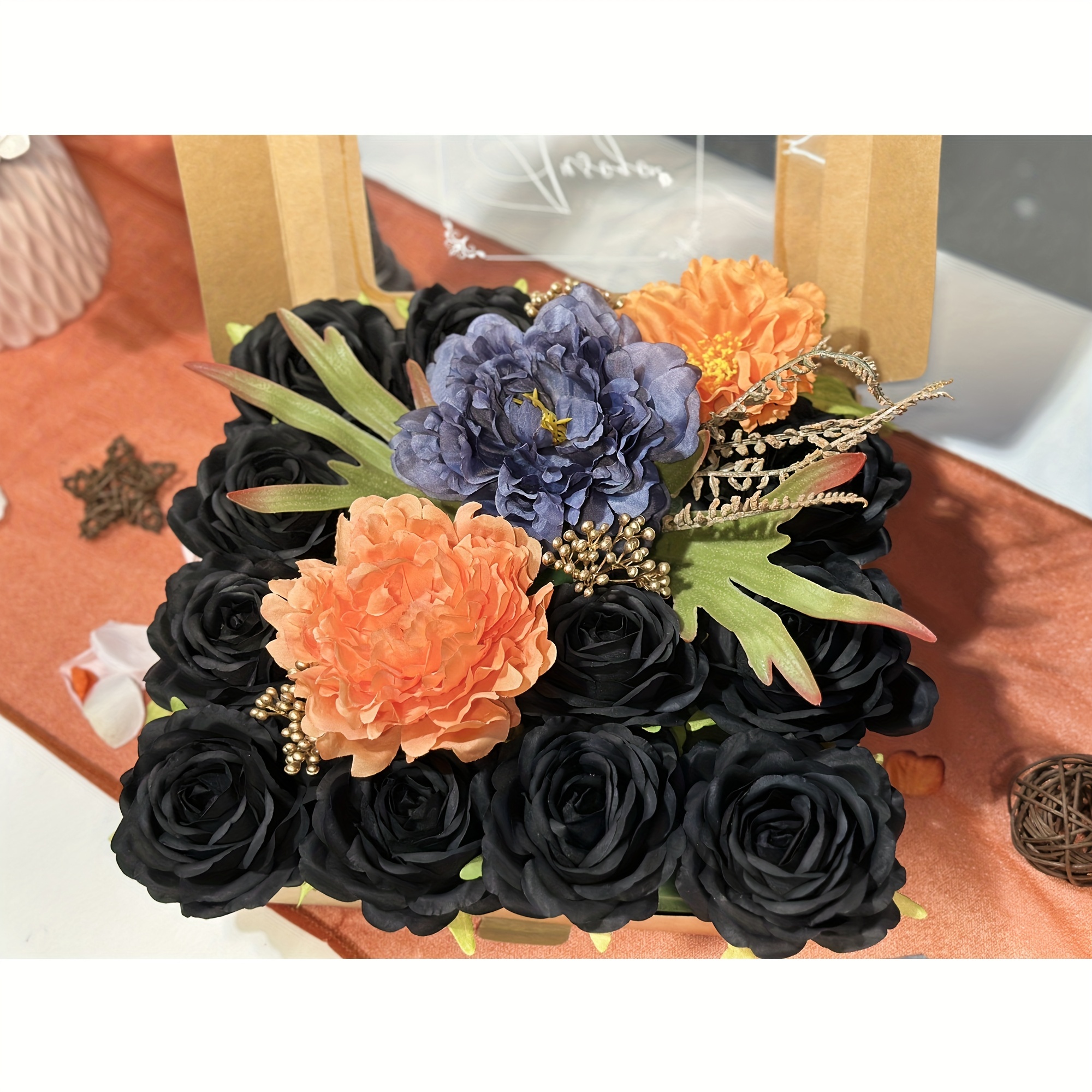 1 Caja Flores Artificiales Combo, Mezcla Flores Seda Falsas Arreglos Ramos  Bodas Diy, Decoración Sillas Mesas Bodas, Decoración Fiestas Baby Shower  Hogar (naranja) - Hogar Cocina - Temu