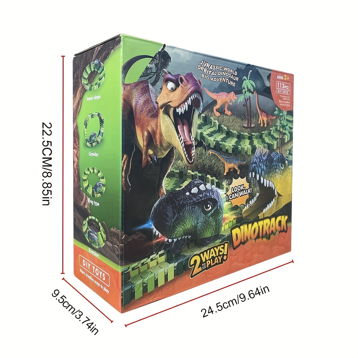 165 pièces dinosaure course ensemble Creat dinosaure jouets Tace route  assembler piste jouets électrique course voiture dinosaure modèle jouet  pour enfants 