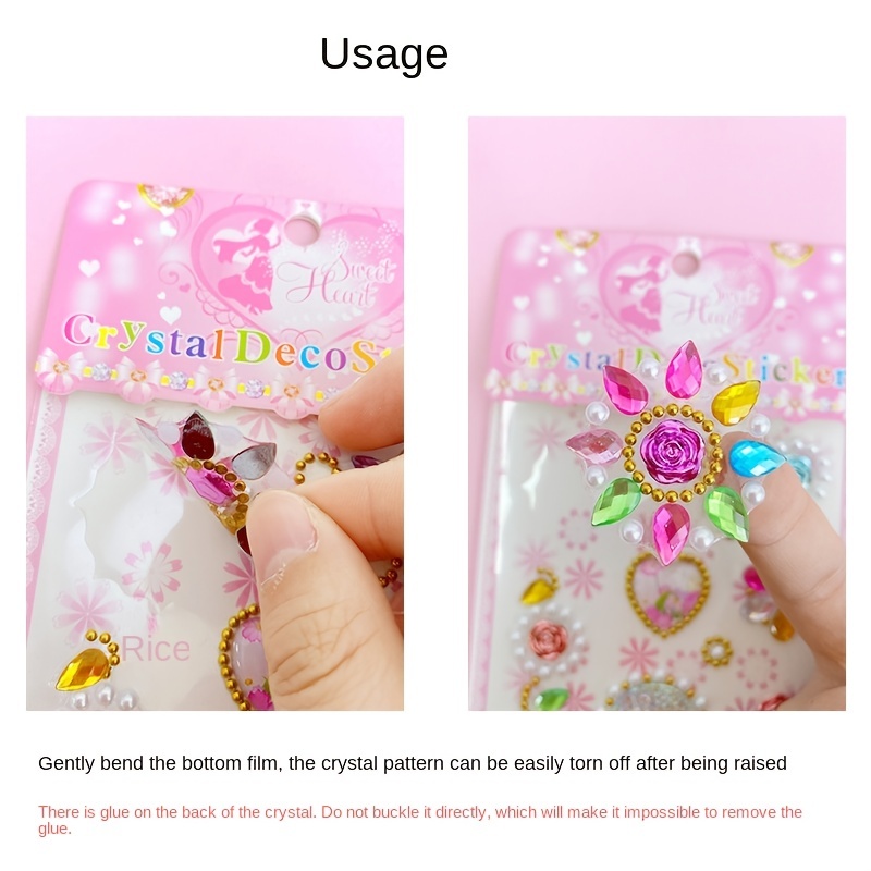 Artificial Diamond Shiny Heart shaped Diy Stickers For - Temu