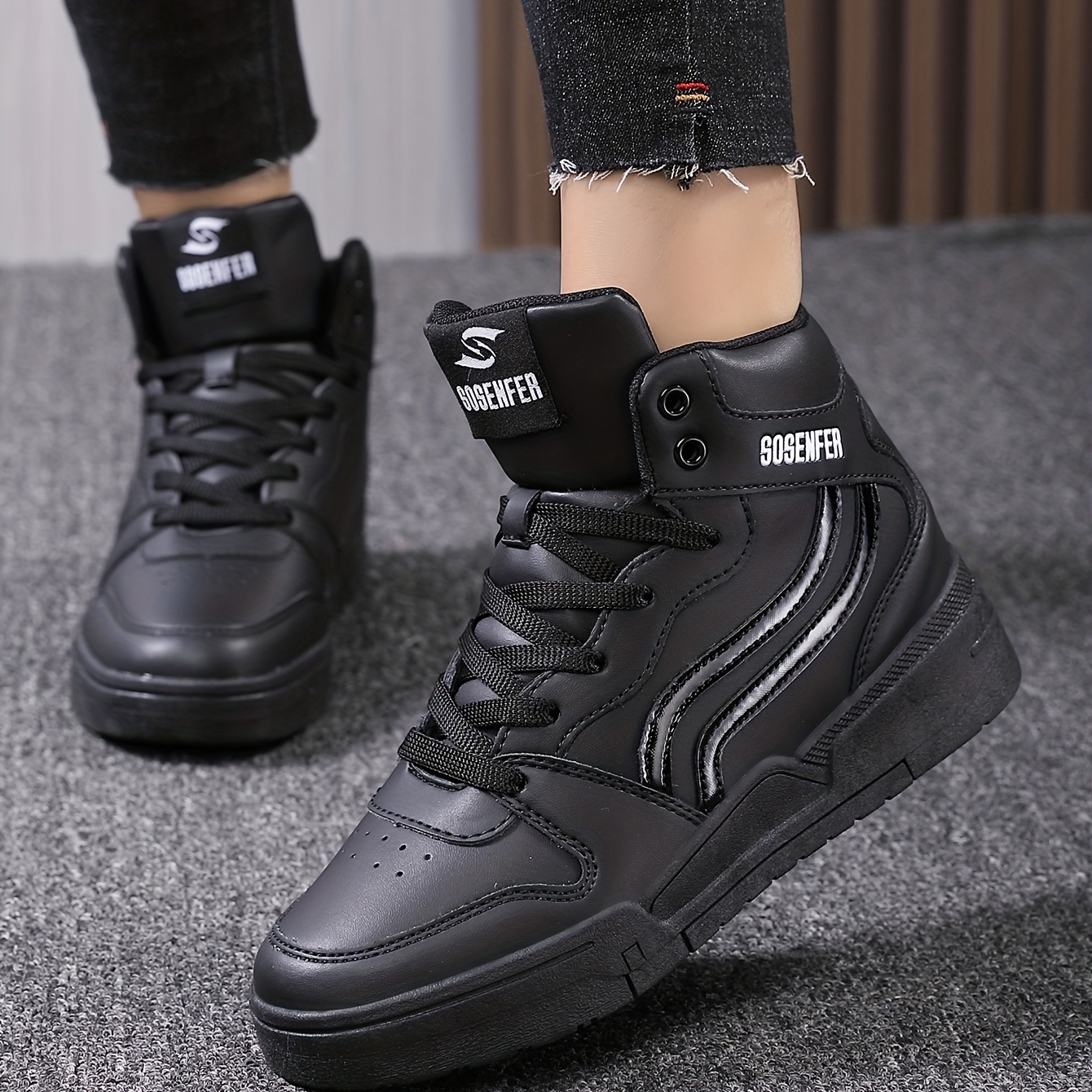 Women's High Top Skate Shoes Versatile Solid Color Round Toe - Temu Canada