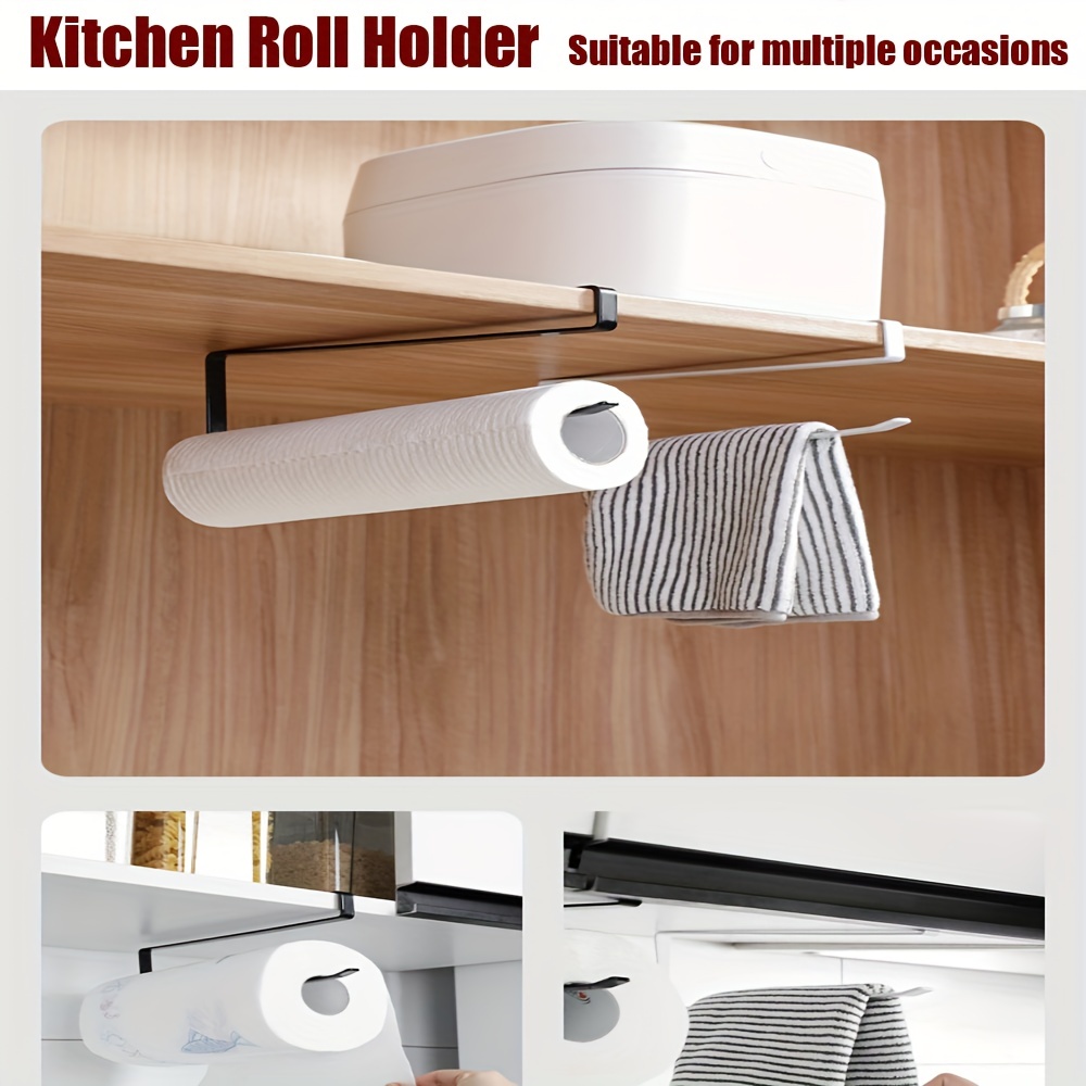 Paper Towel Rack Punch free Wall mounted Vertical Kitchen - Temu