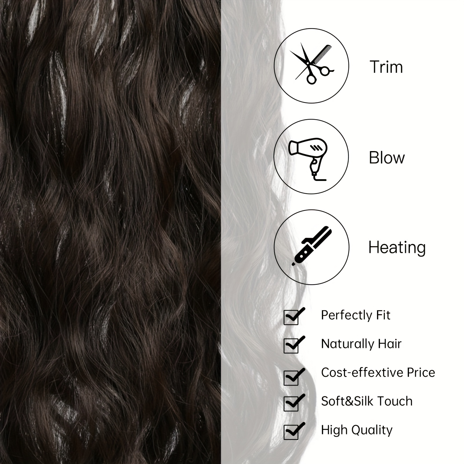 Long Wavy Hair Pieces Synthetic Clip In Hair Extensions Hair Temu