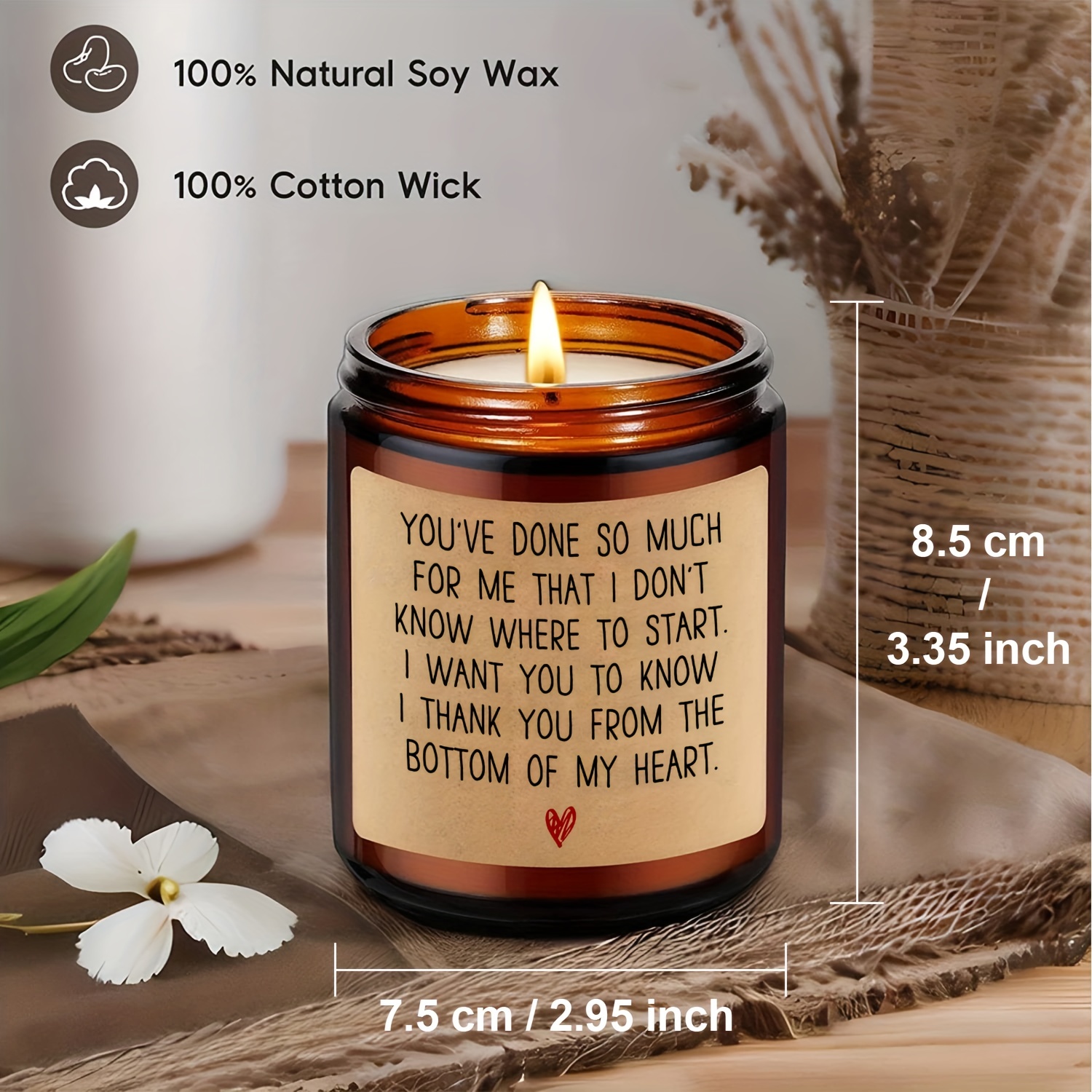 Heart Soy Wax Candle with Glass Jar