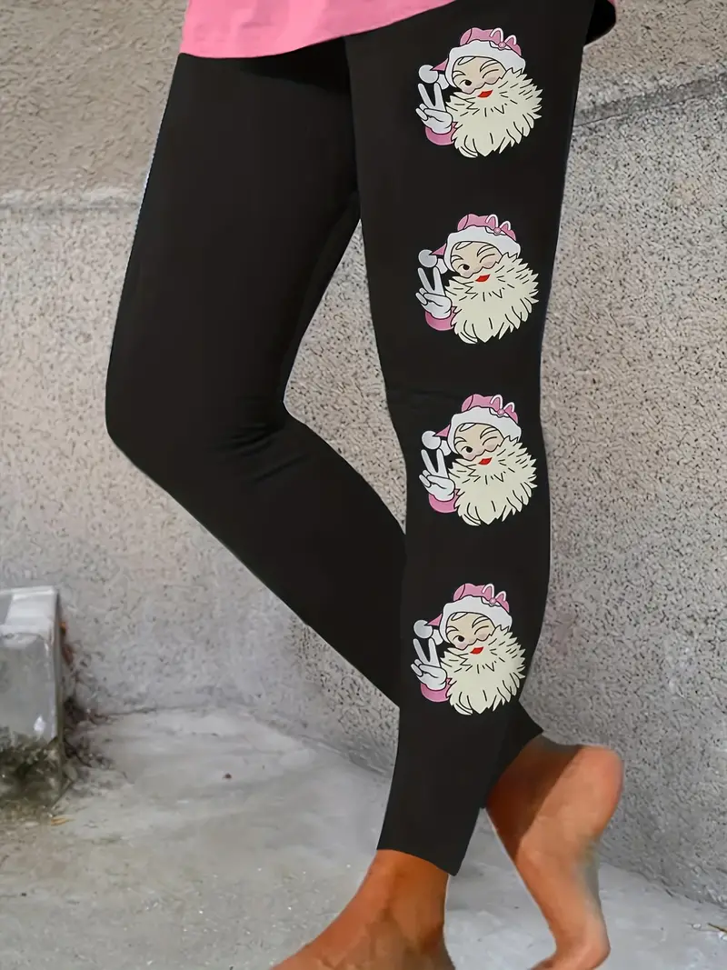 Plus Size Christmas Cute Leggings Women's Plus Santa Claus - Temu