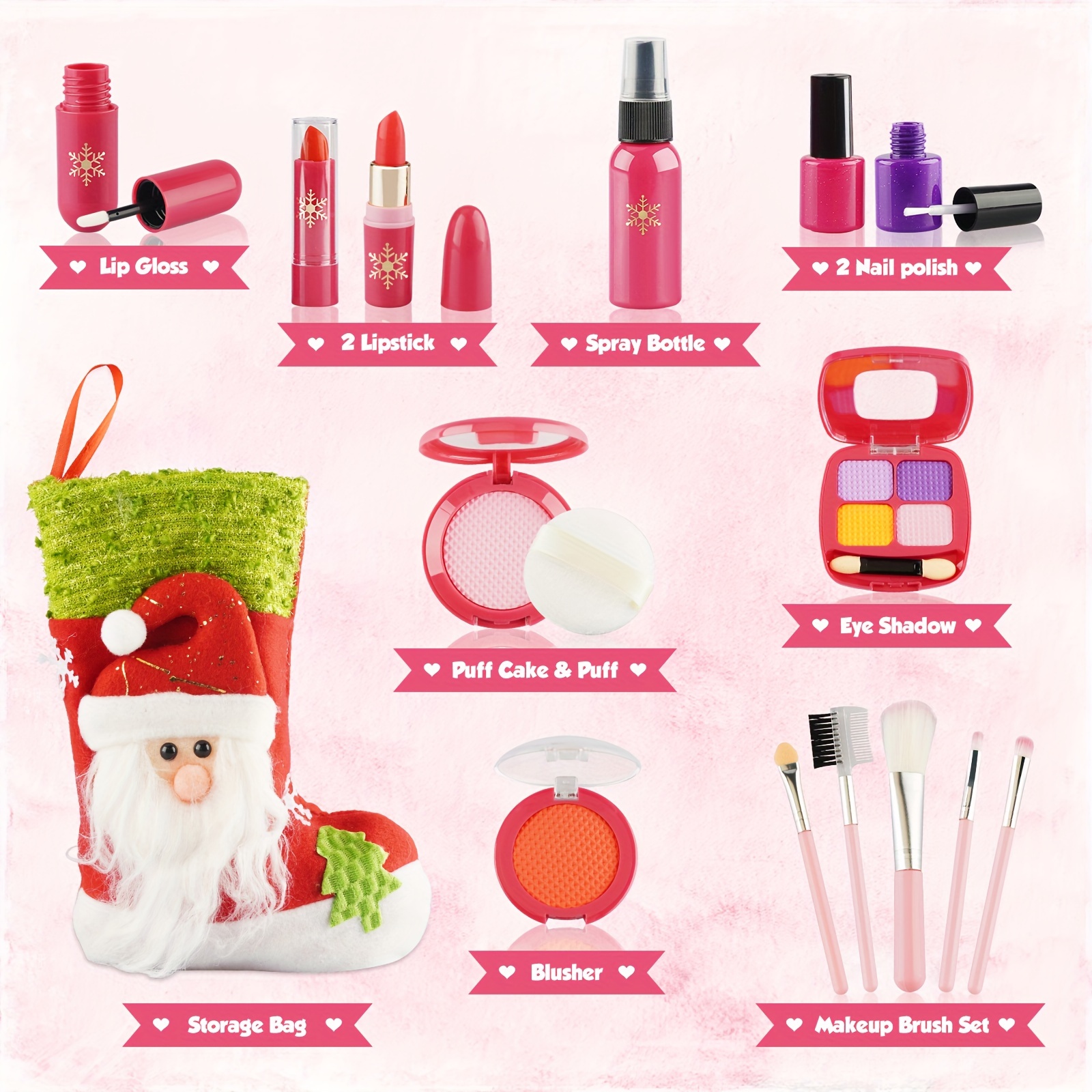 Pretend Play Makeup Girl Gift Christmas Style Toy Beauty Set - Temu