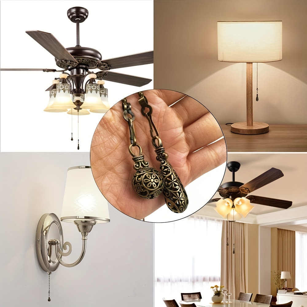 4pcs Ceiling Fan Pull Chain Set,bulb And Fan Pattern Pull Chain