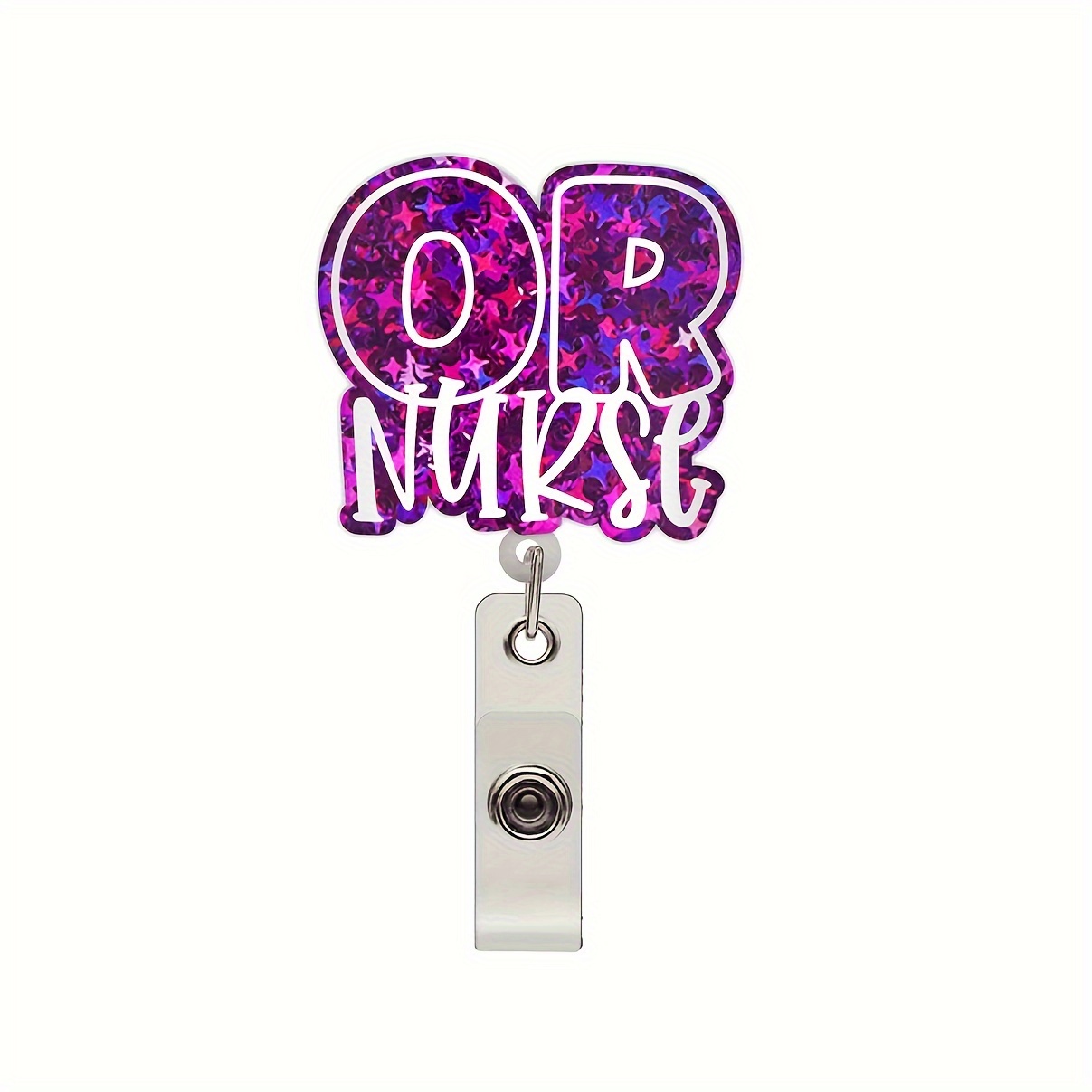 1pc or Glitter Lettering Retractable Badge Reel, Easy to Stretch Badge Reel for Nurse Doctor Office Gift,Temu