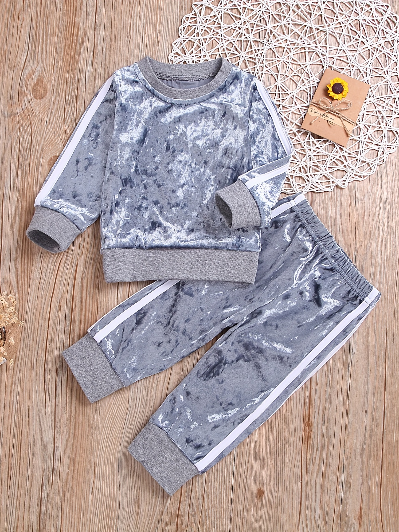 Velvet Baby Set Pullover Top Pants Spring Autumn 2pcs