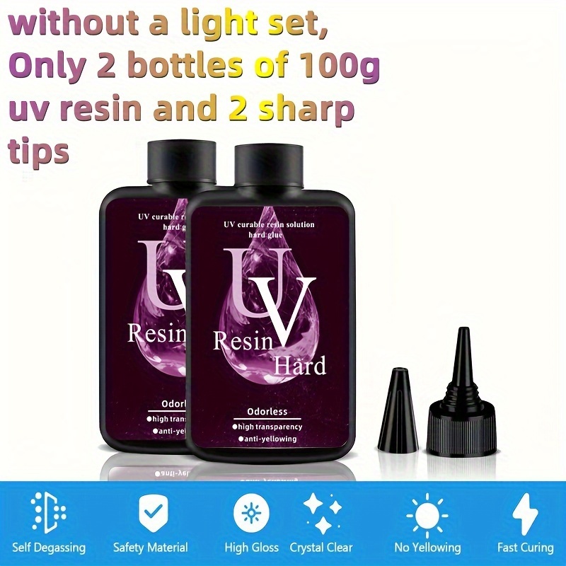 1PC 100g UV Resin Clear, Hard, Upgraded Crystal Clear Epoxy Resin Up  Premixed UV Cure Resin for Craft Jewelry Making