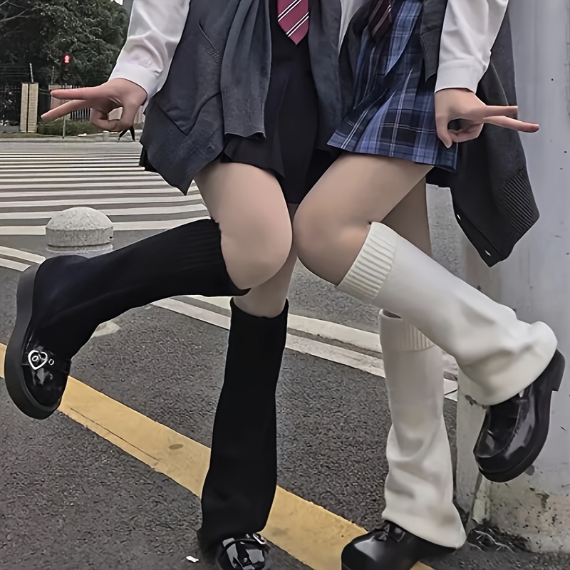 Couvre-jambes tricoté de Style japonais, chaussettes de protection de  Ballet à volants, chauffe-jambes à nœud Punk pour filles