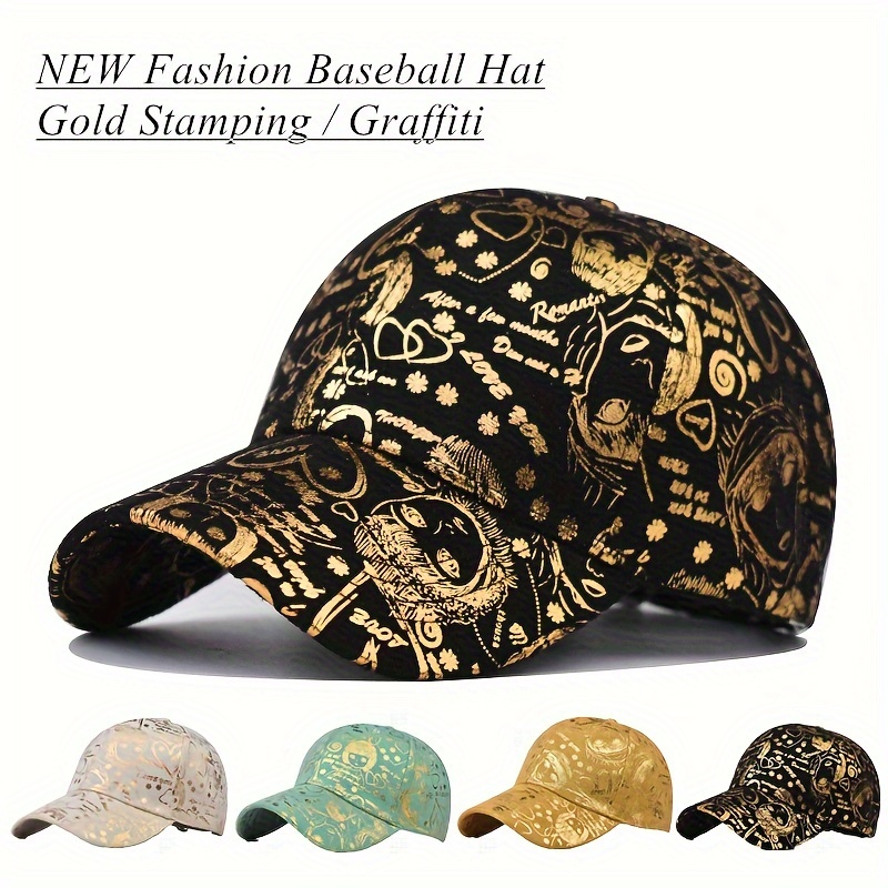 Golden Street Letter Graphic Baseball Men's Lightweight 1pc Graffiti Outdoor Cool and Breathable Couple Baseball Hat for Men,Temu