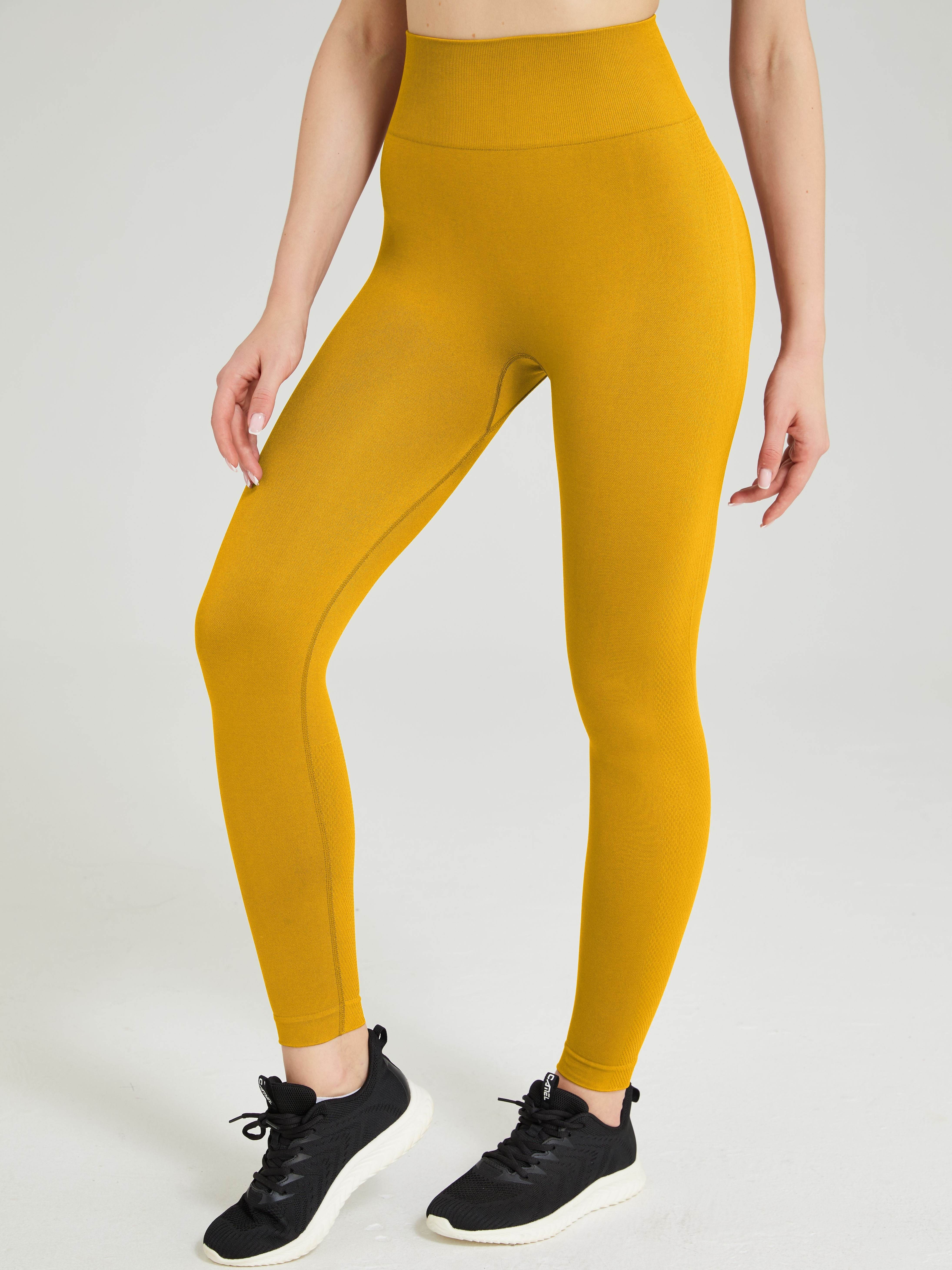 Pantalones De Yoga De Color Sólido, Leggings Deportivos De Alta Elasticidad  Para Correr Y Hacer Ejercicio, Ropa Deportiva Para Mujeres