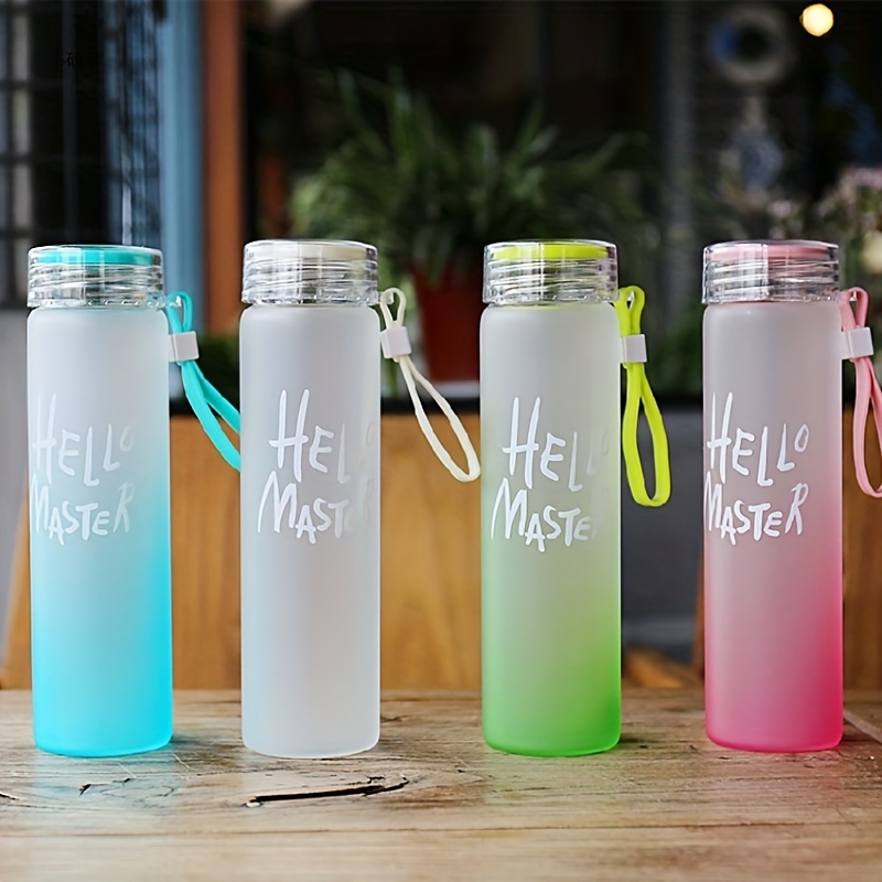 Square Glass Cup Water Bottle Colored Glass Straw, Dustproof