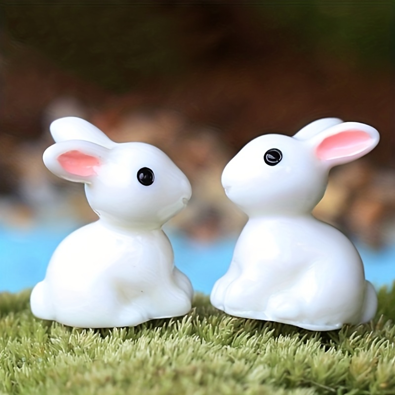 2023 Pâques chaud Lapin Blanc Figurine Diy Paysage Maison Kawaii Chambre  Décor Miniature Fée Jardin Décoration Accessoires Moderne